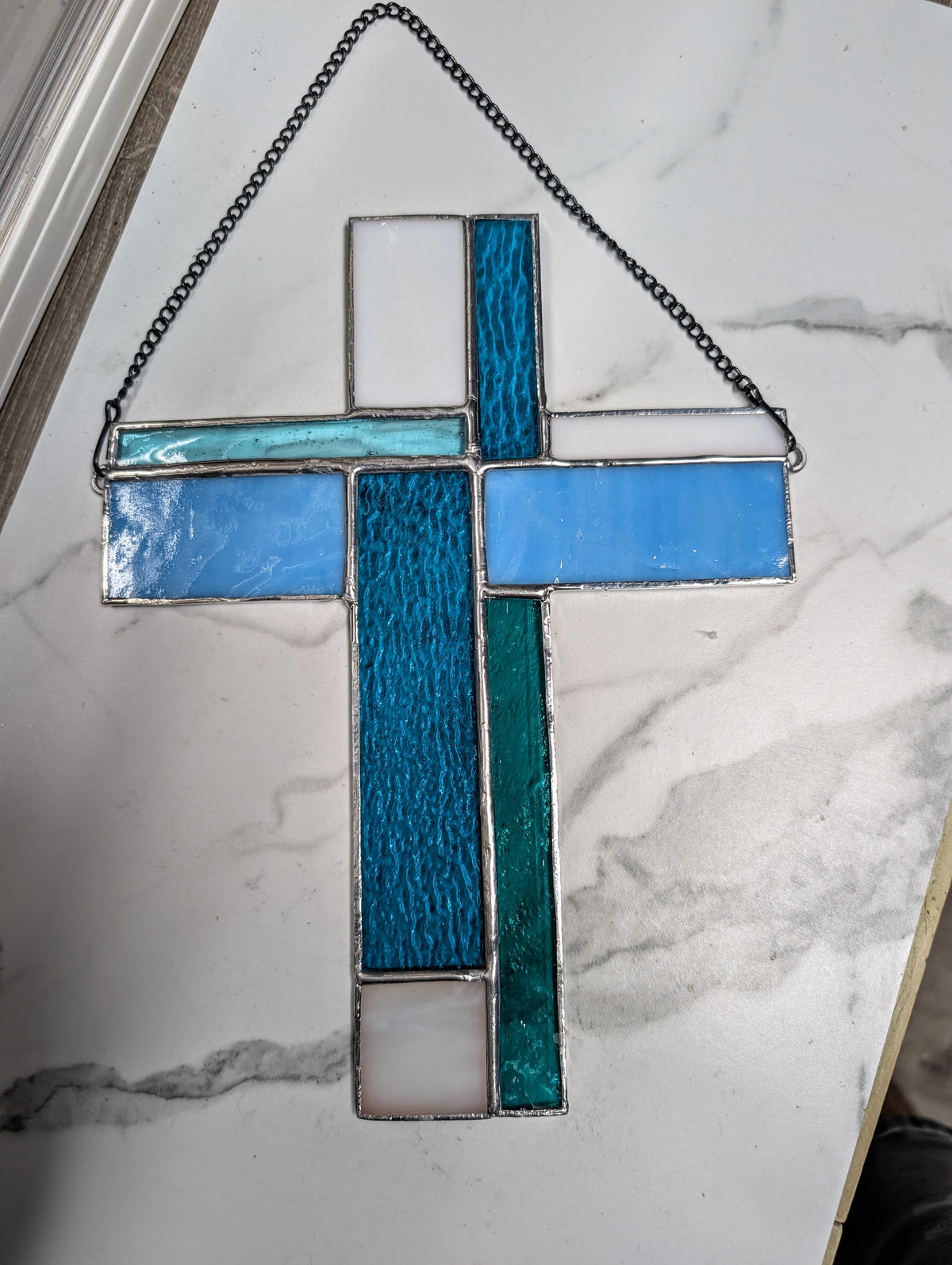 Stained Glass Geometric Cross - Medium (8W x 10H)