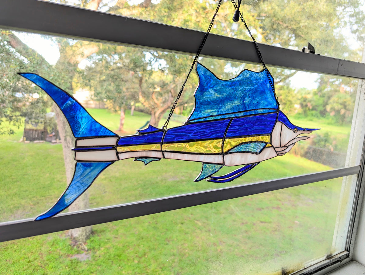 Stained Glass Sailfish (25W x 10H)