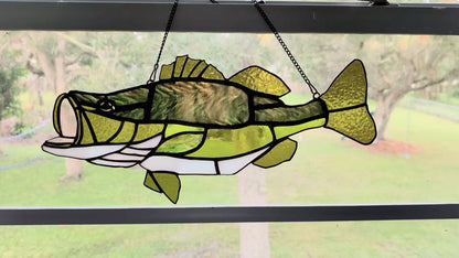 Limited Edition Stained Glass Largemouth Bass - Premium Herringbone Glass (18W x 9H)