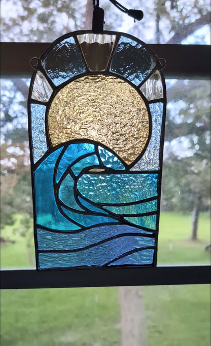 Stained Glass Ocean Panel (6W x 10H)
