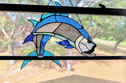 Large Stained Glass Tarpon (18W by 14H)