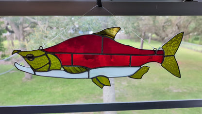 Stained Glass Sockeye Salmon (18W x 7H)