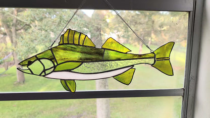 Stained Glass Walleye Fish  (18Wx8H)