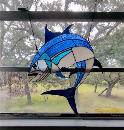 Large Stained Glass Bluefin Tuna  (17W x 21H)