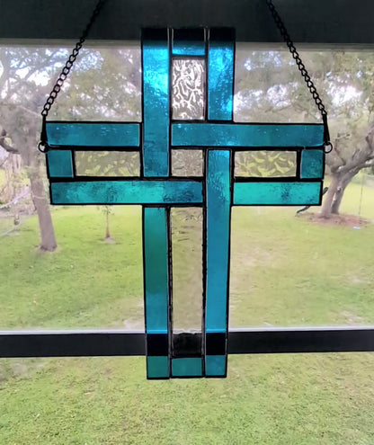 Modern Stained Glass Celtic Cross (9W x 11H)