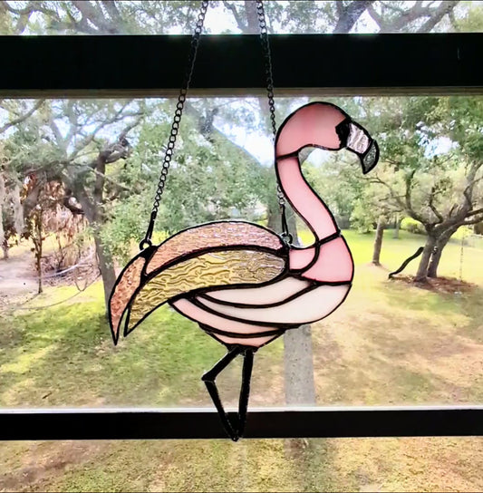 Stained Glass Flamingo (9W x 10H)