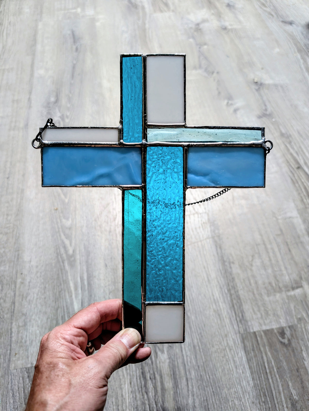 Stained Glass Geometric Cross - Medium (8W x 10H)