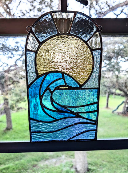 Stained Glass Ocean Panel (6W x 10H)