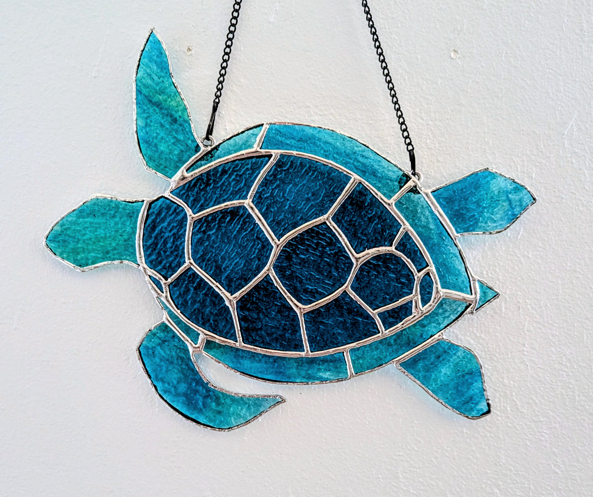 Stained Glass Sea Turtle (12W by 10H)