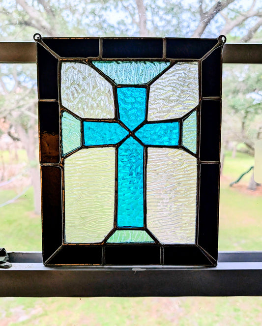 Stained Glass Cross Panel (9W x 11H)