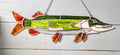 Stained Glass Northern Pike Suncatcher, Freshwater Fishing Wall Decor, Lake House Window Hanging, Fisherman Gift for Men (21x7)