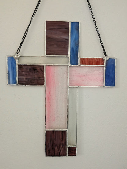 Stained Glass Geometric Cross - Large (10Wx12H)