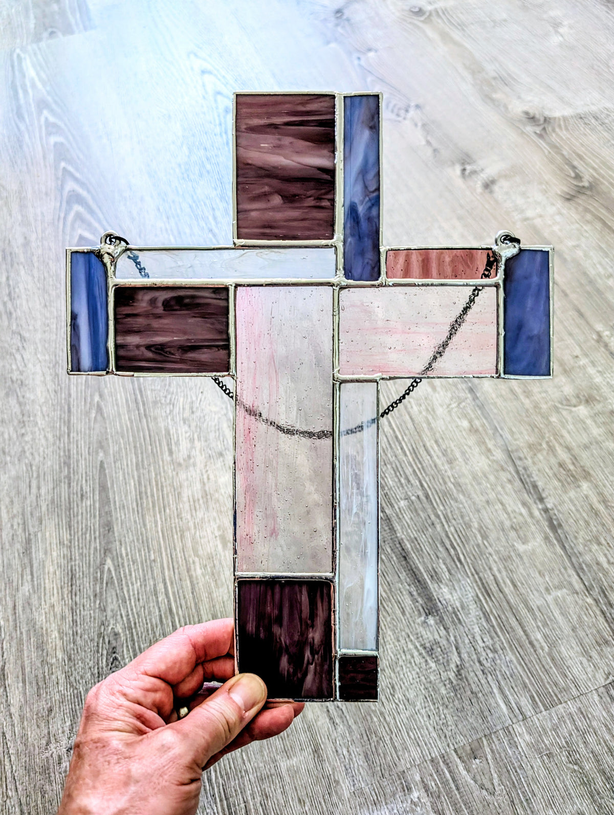 Stained Glass Geometric Cross - Large (10Wx12H)