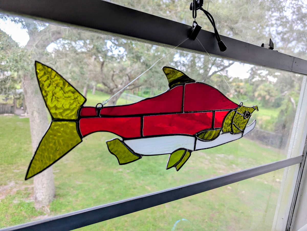 Stained Glass Sockeye Salmon (18W x 7H)