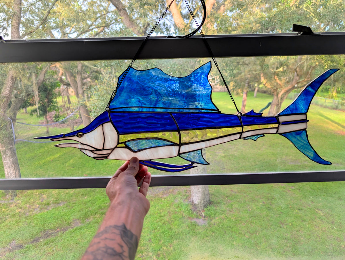 Stained Glass Sailfish (25W x 10H)