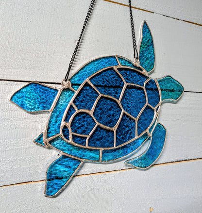Stained Glass Sea Turtle (12W by 10H)