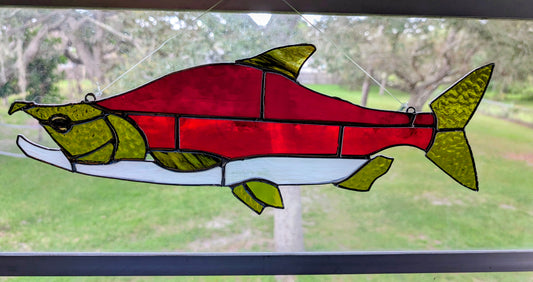 Stained Glass Sockeye Salmon (18W x 7H)