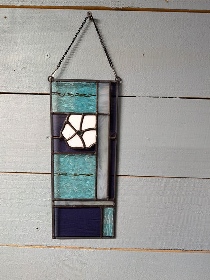 Geometric Stained Glass Flower Panel (4W by 11H)