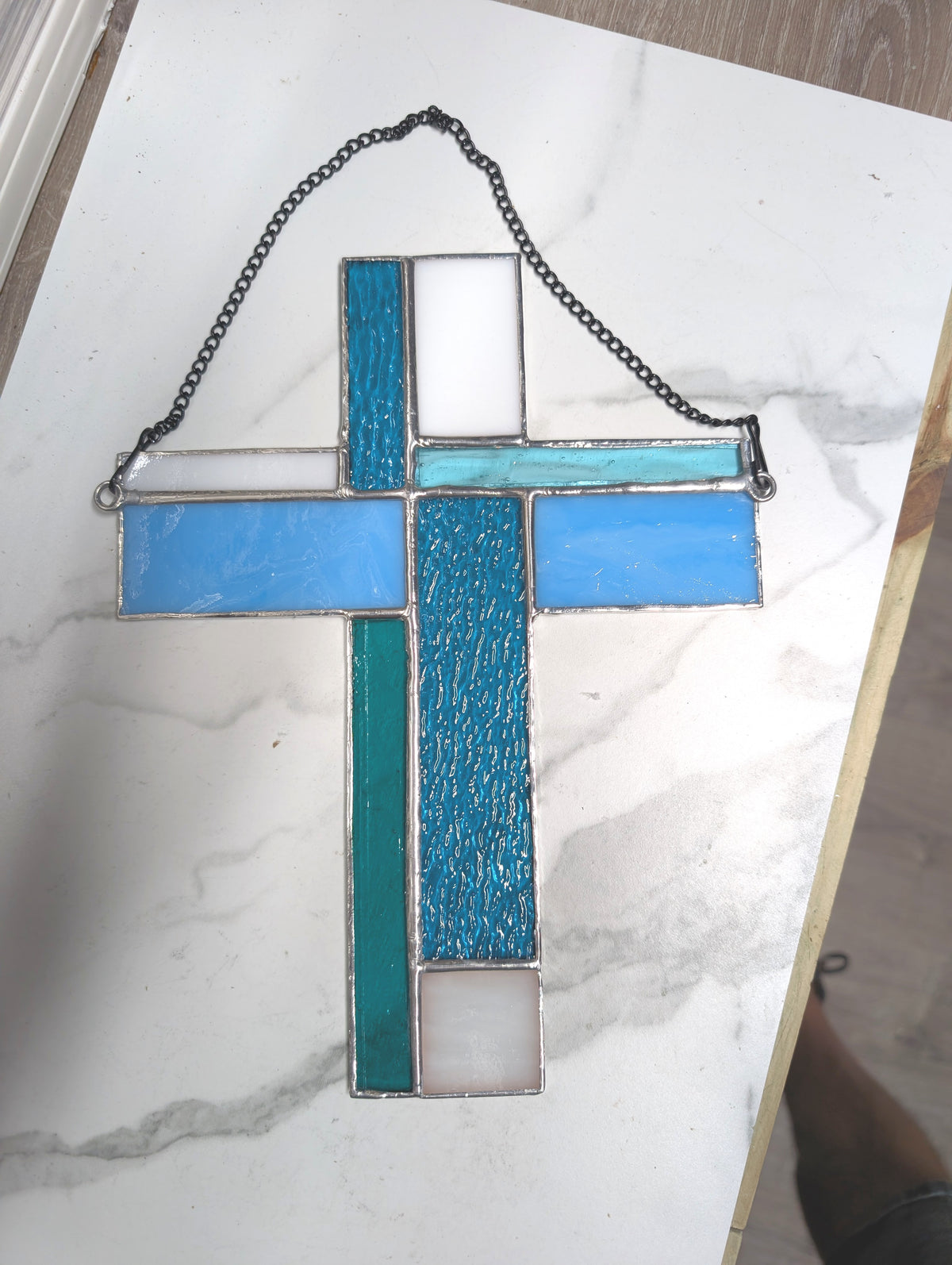 Stained Glass Geometric Cross - Medium (8W x 10H)