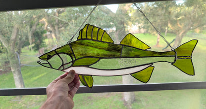 Stained Glass Walleye Fish  (18Wx8H)