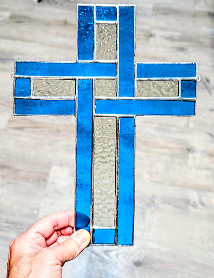 Modern Stained Glass Celtic Cross (9W x 11H)