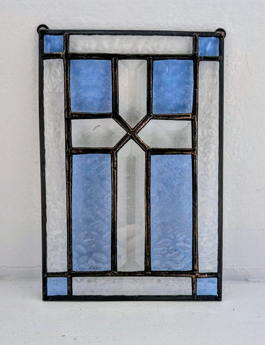 Stained Glass Beveled Cross Panel (6W x 9H)