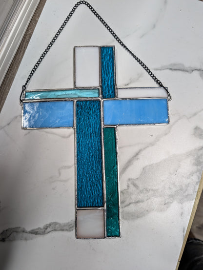 Stained Glass Geometric Cross - Medium (8W x 10H)