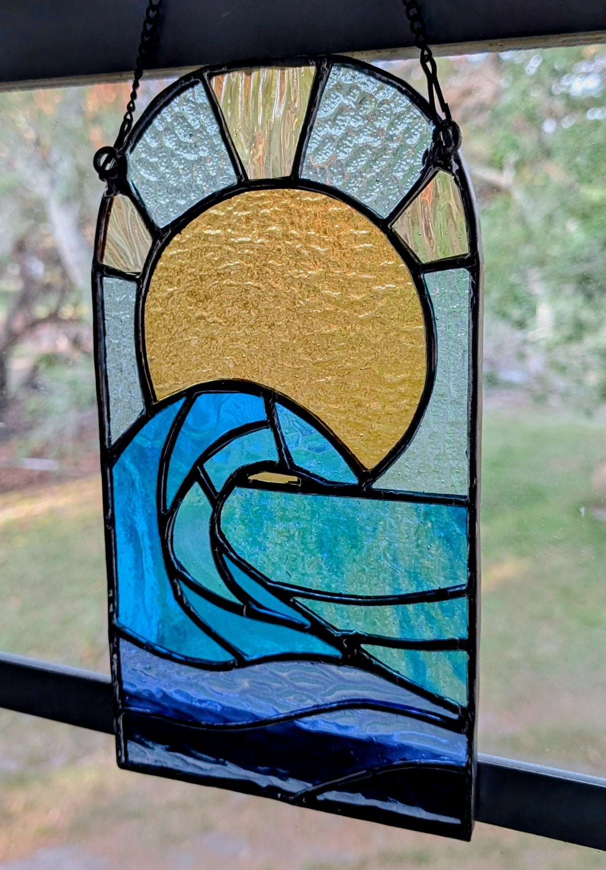 Stained Glass Ocean Panel (6W x 10H)