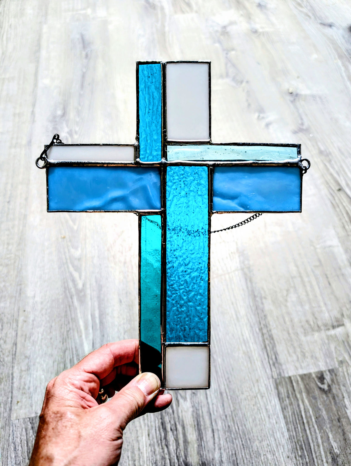 Stained Glass Geometric Cross - Medium (8W x 10H)