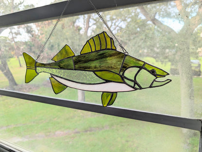 Stained Glass Walleye Fish  (18Wx8H)