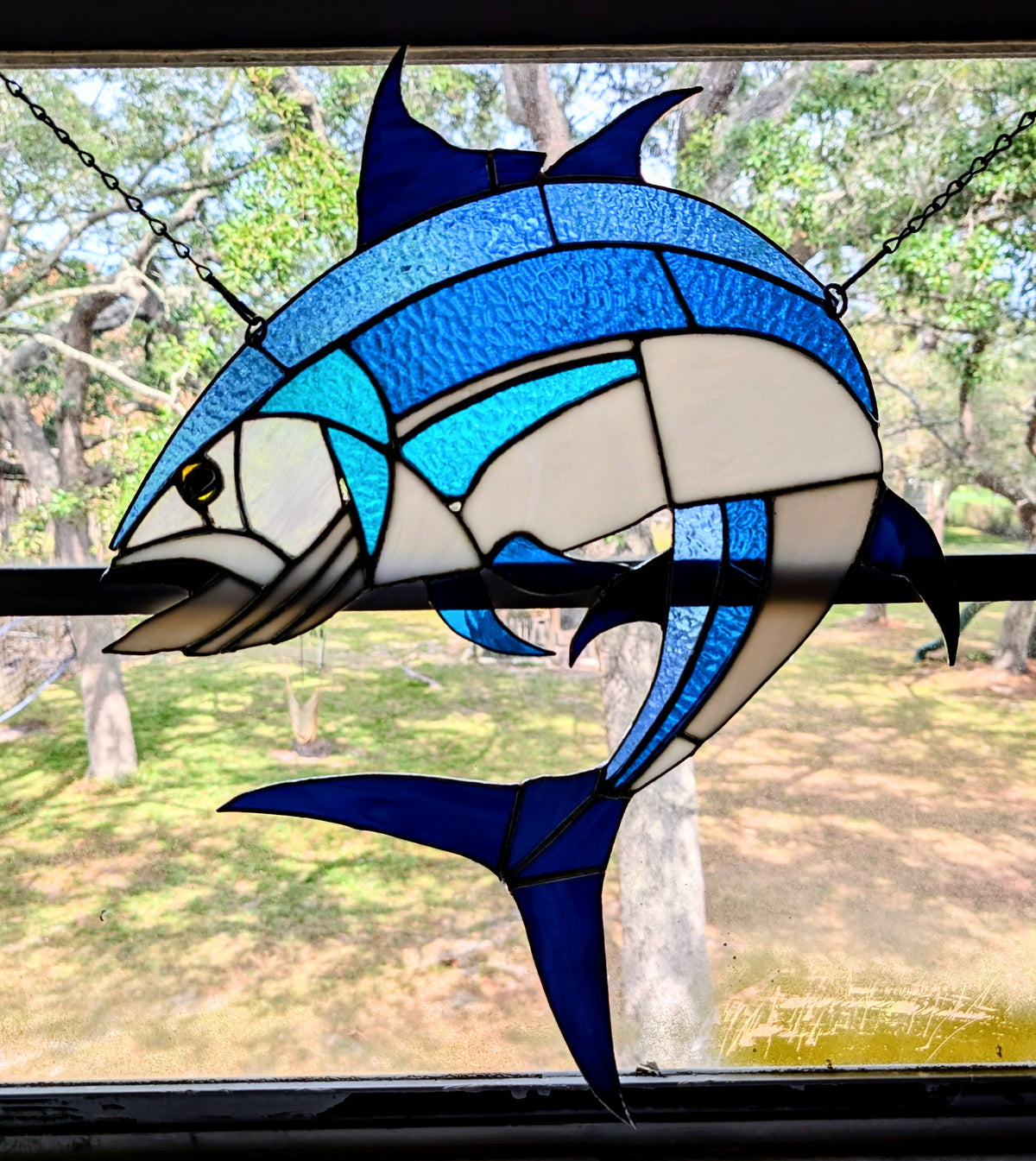 Large Stained Glass Bluefin Tuna  (17W x 21H)