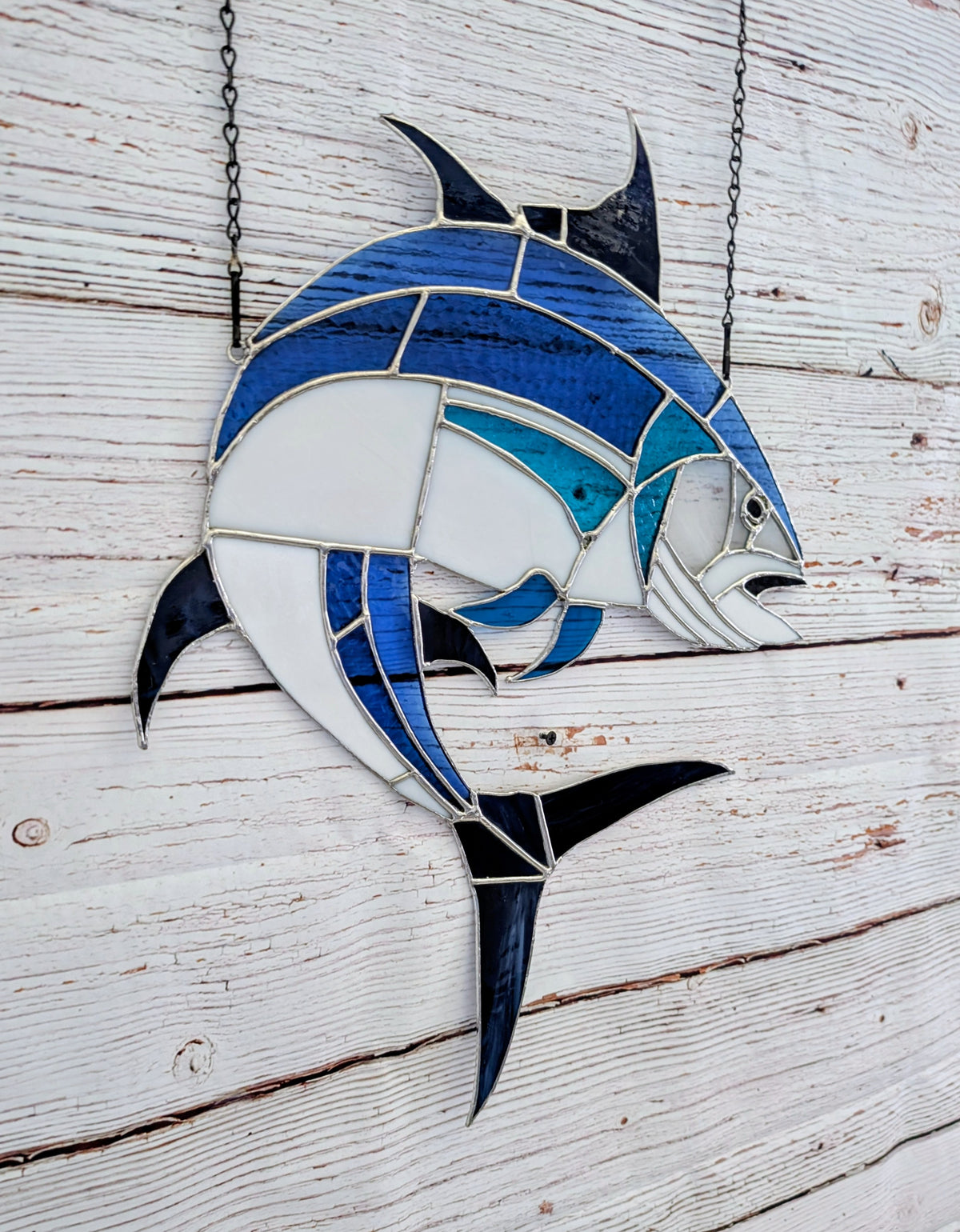 Large Stained Glass Bluefin Tuna  (17W x 21H)