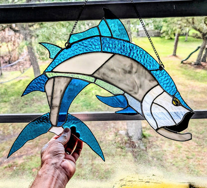 Large Stained Glass Tarpon (18W by 14H)