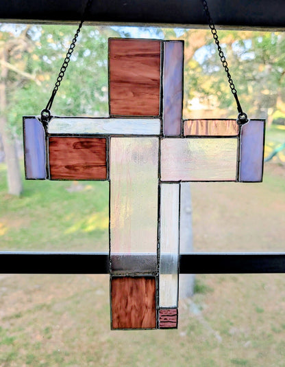 Stained Glass Geometric Cross - Large (10Wx12H)