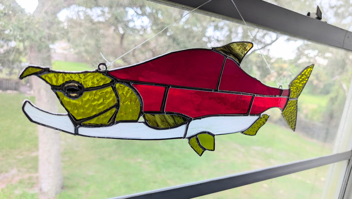 Stained Glass Sockeye Salmon (18W x 7H)