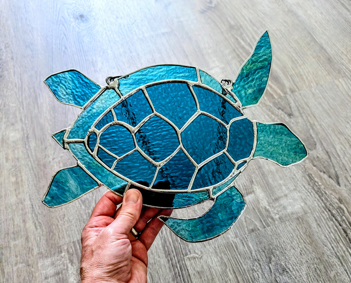Stained Glass Sea Turtle (12W by 10H)