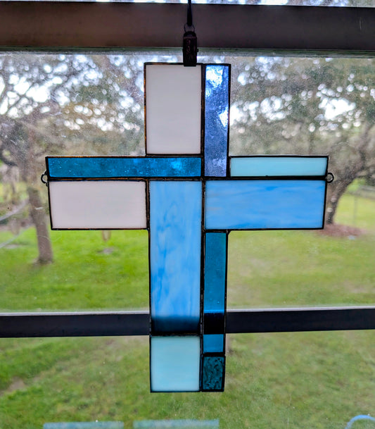 Stained Glass Geometric Cross - Large (10Wx12H)