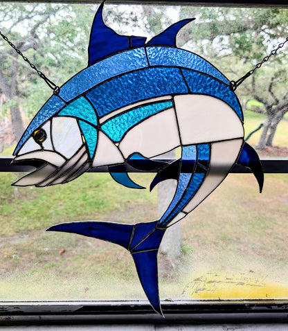 Large Stained Glass Bluefin Tuna  (17W x 21H)