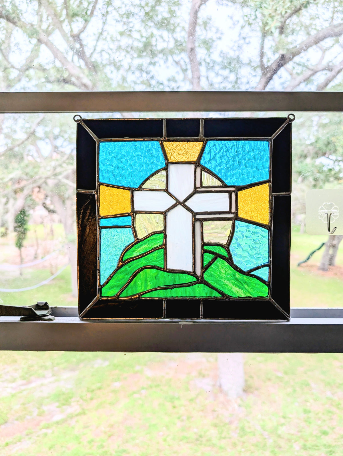Stained Glass Cross on Mount Panel (10W x 10H)