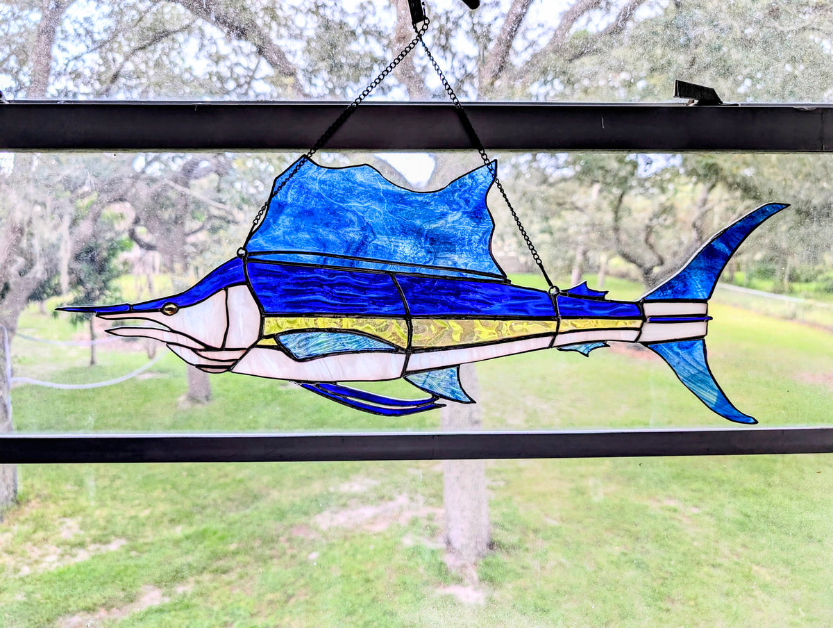 Stained Glass Sailfish (25W x 10H)