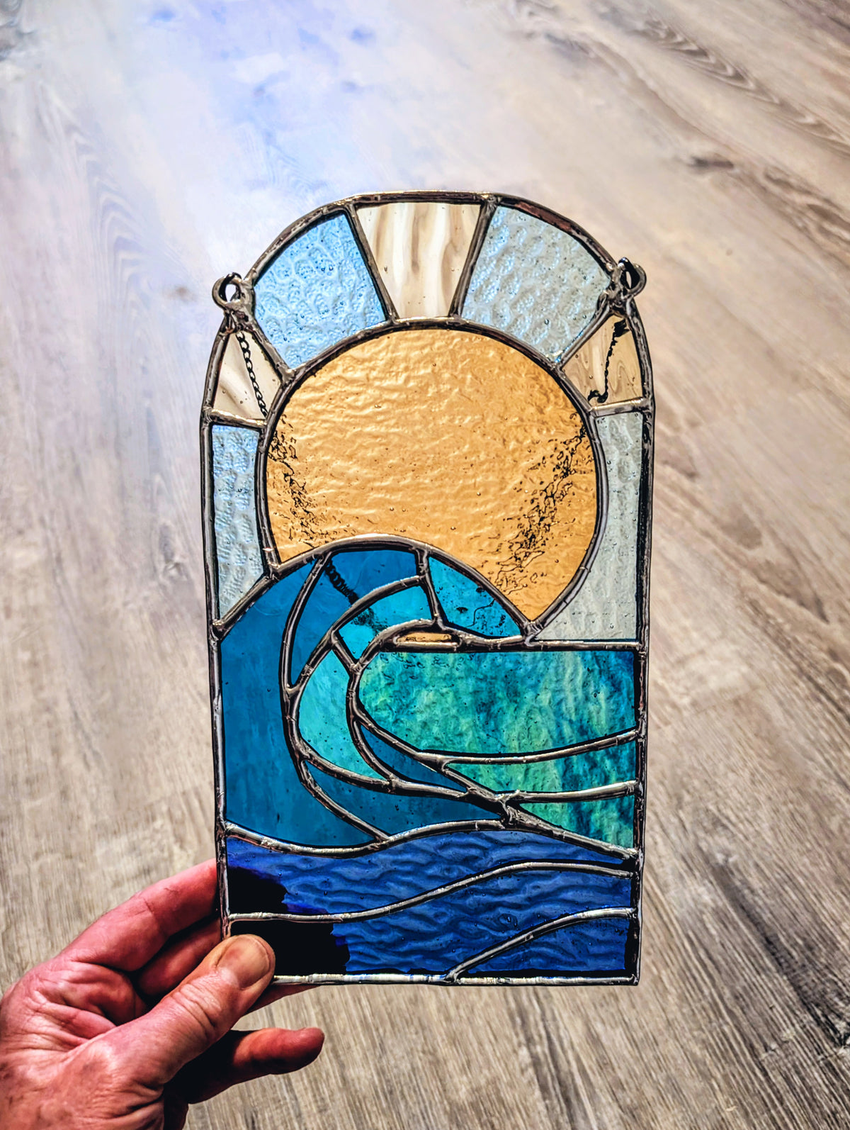 Stained Glass Ocean Panel (6W x 10H)