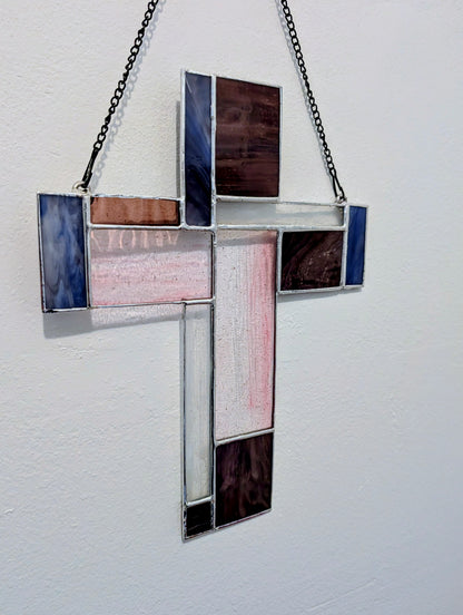 Stained Glass Geometric Cross - Large (10Wx12H)