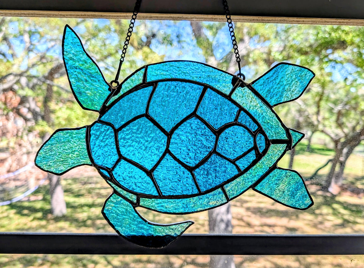 Stained Glass Sea Turtle (12W by 10H)