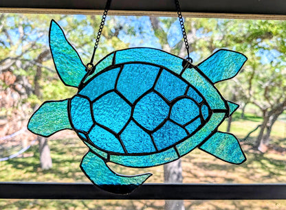 Stained Glass Sea Turtle (12W by 10H)