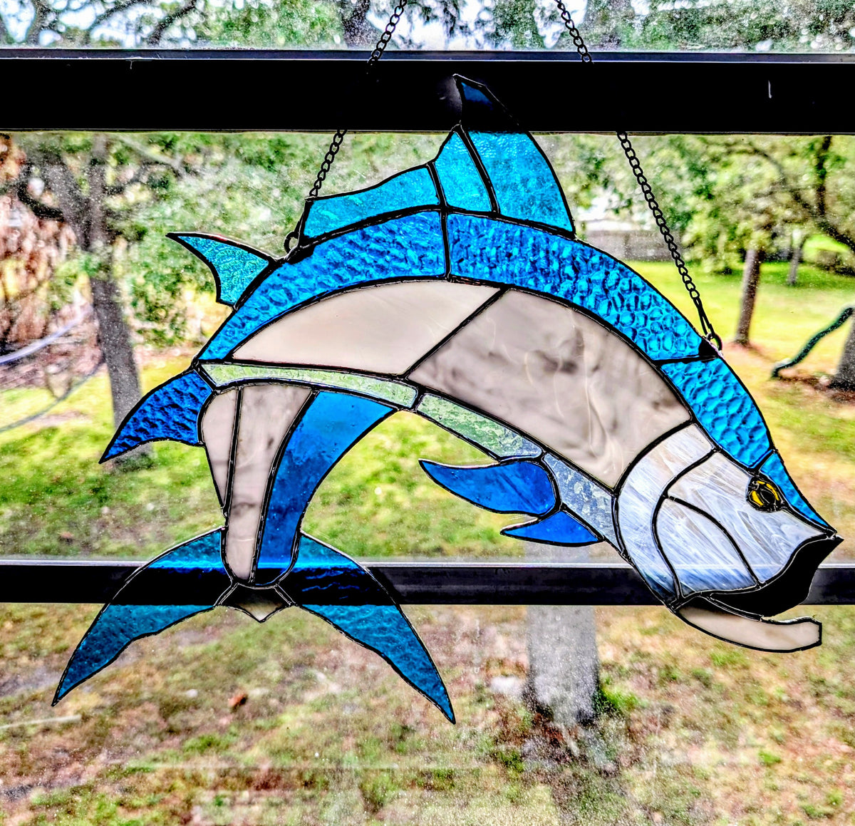 Large Stained Glass Tarpon (18W by 14H)