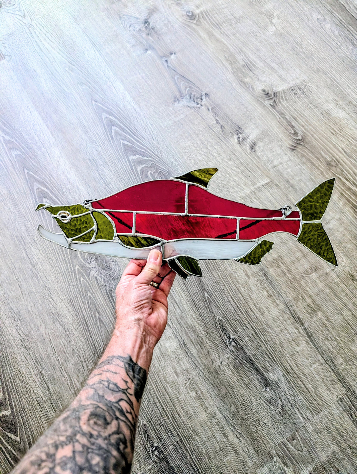 Stained Glass Sockeye Salmon (18W x 7H)