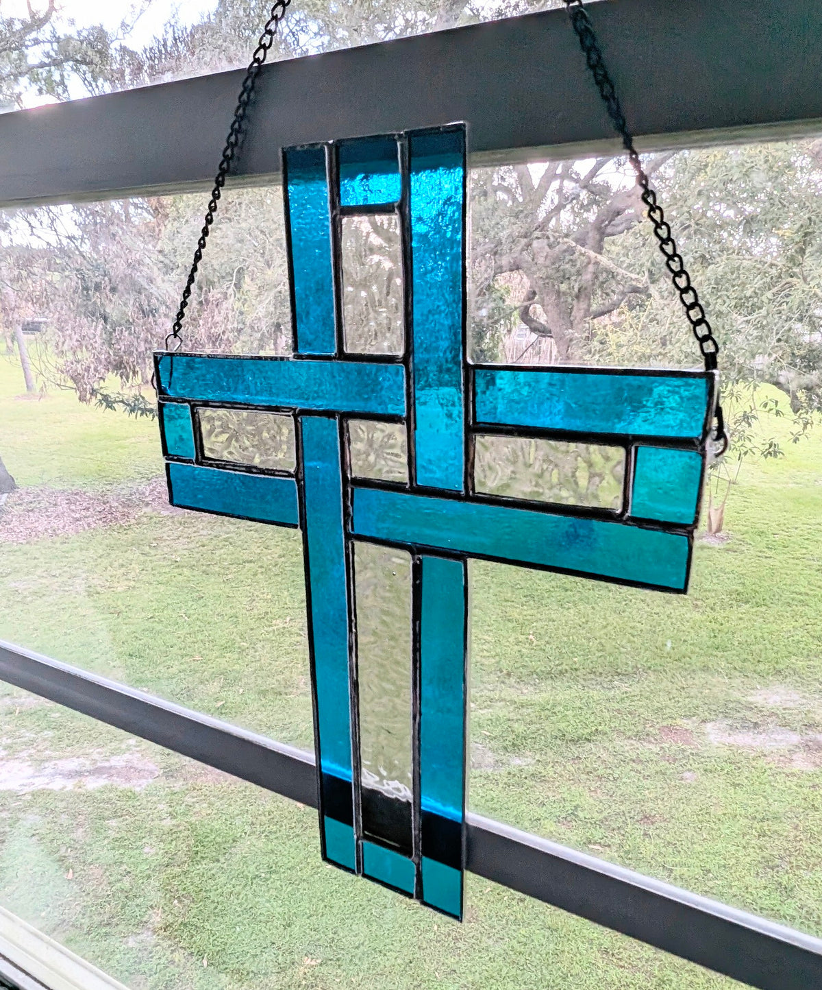 Modern Stained Glass Celtic Cross (9W x 11H)