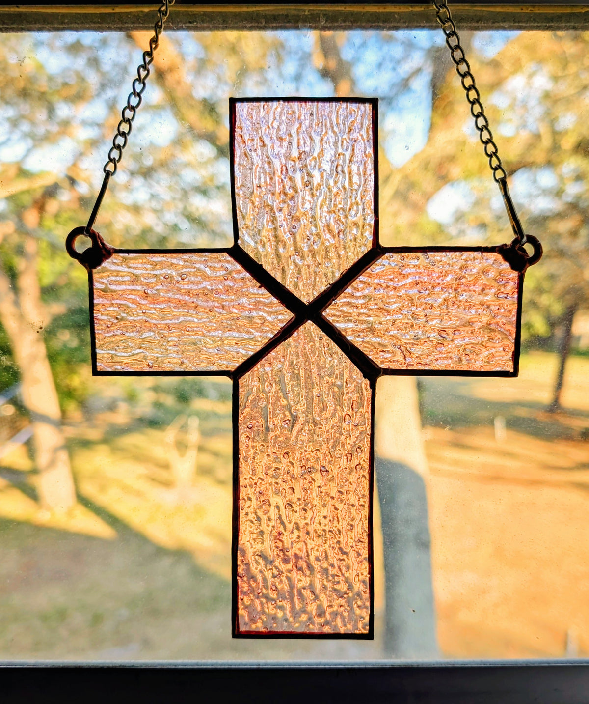 Stained Glass Pink Cross - Small (7W x 8H)
