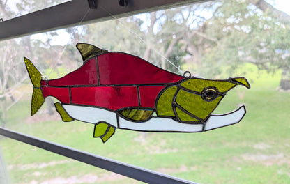 Stained Glass Sockeye Salmon (18W x 7H)