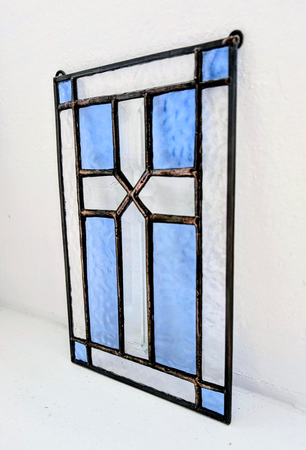Stained Glass Beveled Cross Panel (6W x 9H)